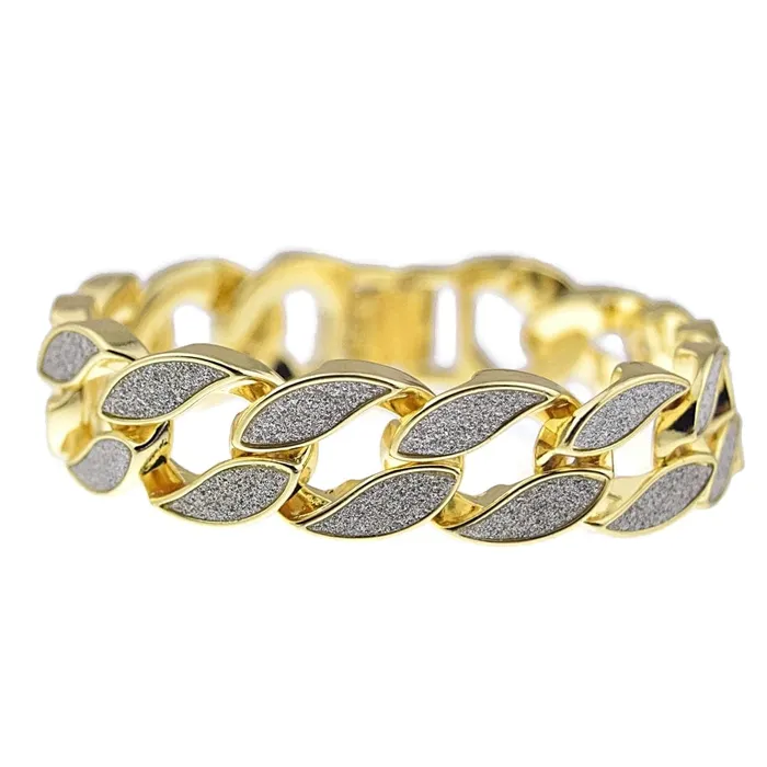 Bracelets Bling Cartel Admin Sand Blast Gold Finish Rounded Bracelet 85