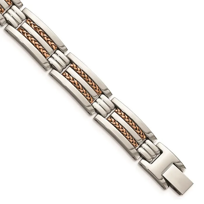 Bracelets Chisel Stainless Steel Polished Rose IPPlated Bracelet