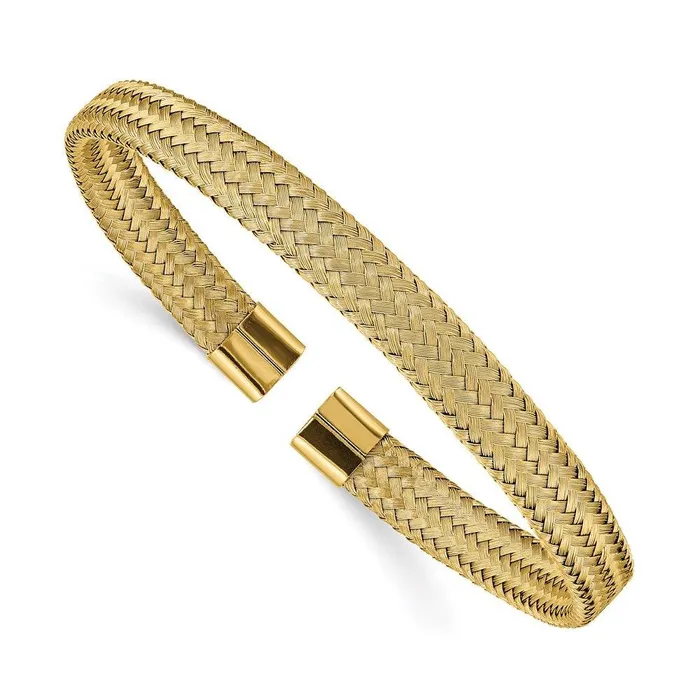 Bracelets Chisel Stainless Steel Polished Yellow IPplated 600mm Mesh Wire Cuff Bangle