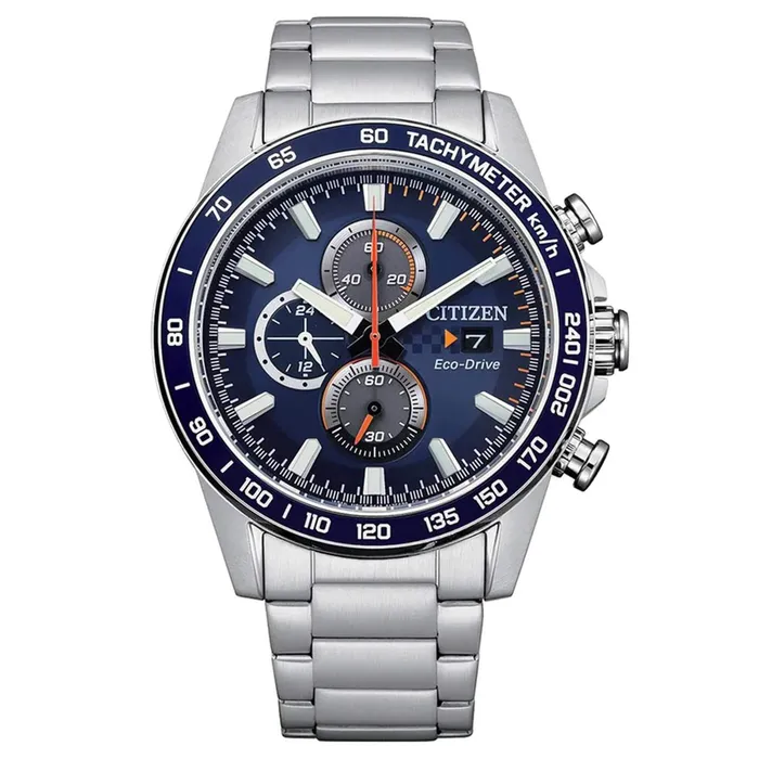 Bracelets Citizen Citizen Mens EcoDrive Watch Chronograph Blue Dial Silver Bracelet CA078184L Bracelets Citizen Citizen Mens EcoDrive Watch Chronograph Blue Dial Silver Bracelet CA078184L