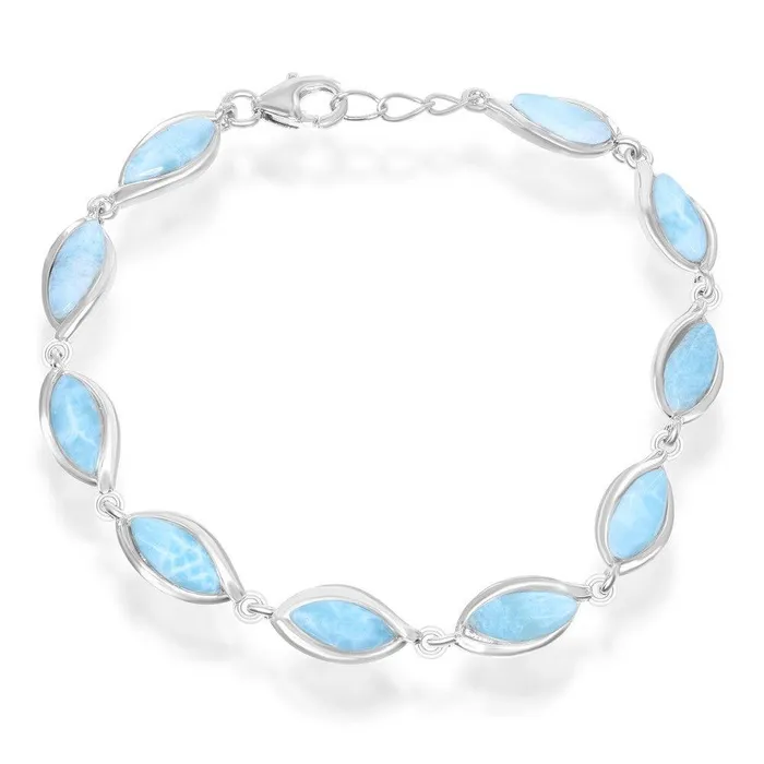 Bracelets Classic Sterling Silver Marquise Larimar Bracelet 75