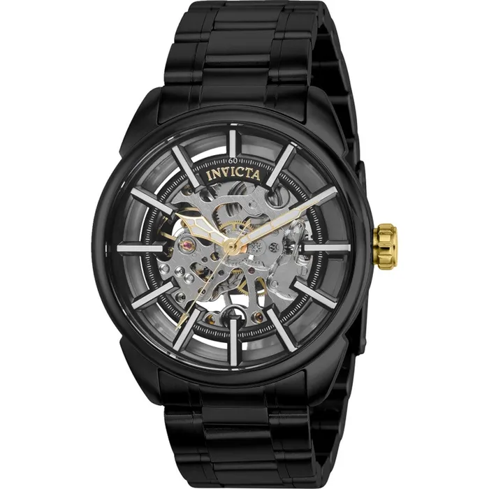 Bracelets Invicta Invicta Mens Watch Vintage Black and Silver Semi Skeleton Dial Bracelet 37927 Bracelets Invicta Invicta Mens Watch Vintage Black and Silver Semi Skeleton Dial Bracelet 37927