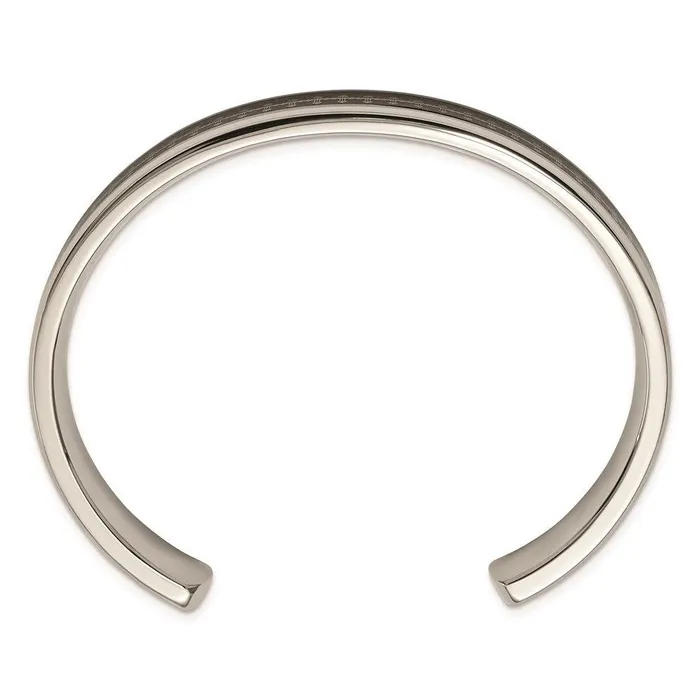 Bracelets Stainless Steel Polished Carbon Fiber InlayYellow IPplated Cross Bangle Chisel