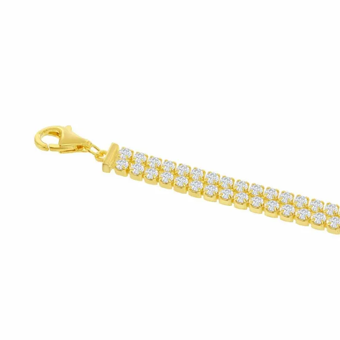 Bracelets Sterling Silver Gold Plated Double Row CZ Tennis Bracelet 65 Classic