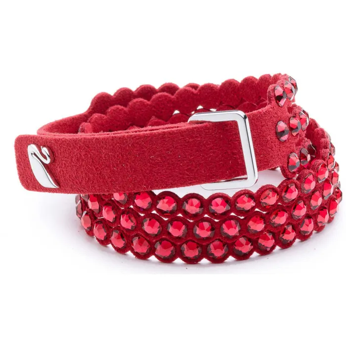 Bracelets Swarovski Swarovski Womens Wrap Bracelet Power Scarlet Red Fabric and Crystals 5543080