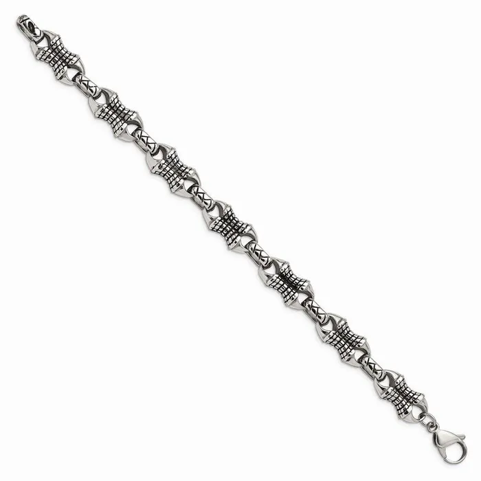 Chisel Bracelets Stainless Steel Antiqued Patterned Bracelet