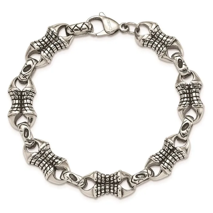 Chisel Bracelets Stainless Steel Antiqued Patterned Bracelet