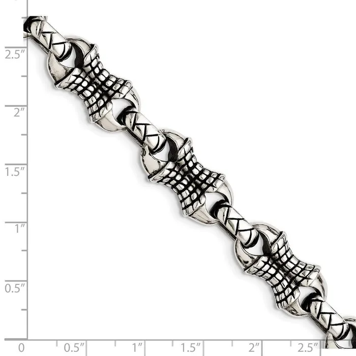 Chisel Bracelets Stainless Steel Antiqued Patterned Bracelet