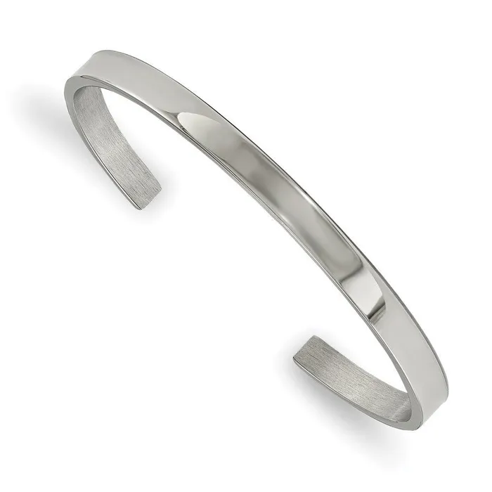 Chisel Bracelets Stainless Steel Polished 5mm Cuff Bangle