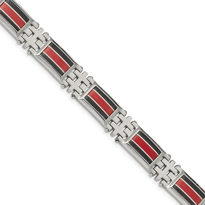 Chisel Bracelets Stainless Steel Polished Black Carbon FiberRed Fiber Glass Inlay Bracelet Chisel Bracelets Stainless Steel Polished Black Carbon FiberRed Fiber Glass Inlay Bracelet