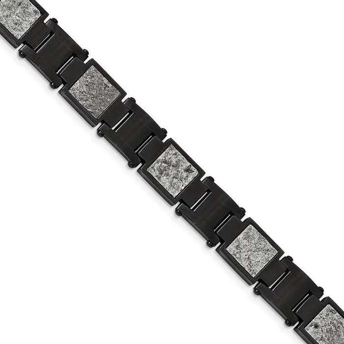 Chisel Bracelets Stainless Steel Polished Black IP wSedimentary Rock Inlay 85in Bracelet Chisel Bracelets Stainless Steel Polished Black IP wSedimentary Rock Inlay 85in Bracelet