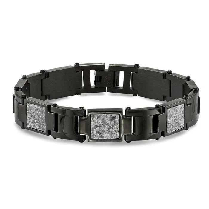 Chisel Bracelets Stainless Steel Polished Black IP wSedimentary Rock Inlay 85in Bracelet Chisel Bracelets Stainless Steel Polished Black IP wSedimentary Rock Inlay 85in Bracelet