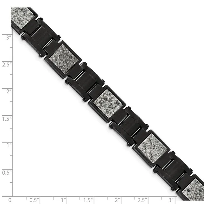 Chisel Bracelets Stainless Steel Polished Black IP wSedimentary Rock Inlay 85in Bracelet Chisel Bracelets Stainless Steel Polished Black IP wSedimentary Rock Inlay 85in Bracelet