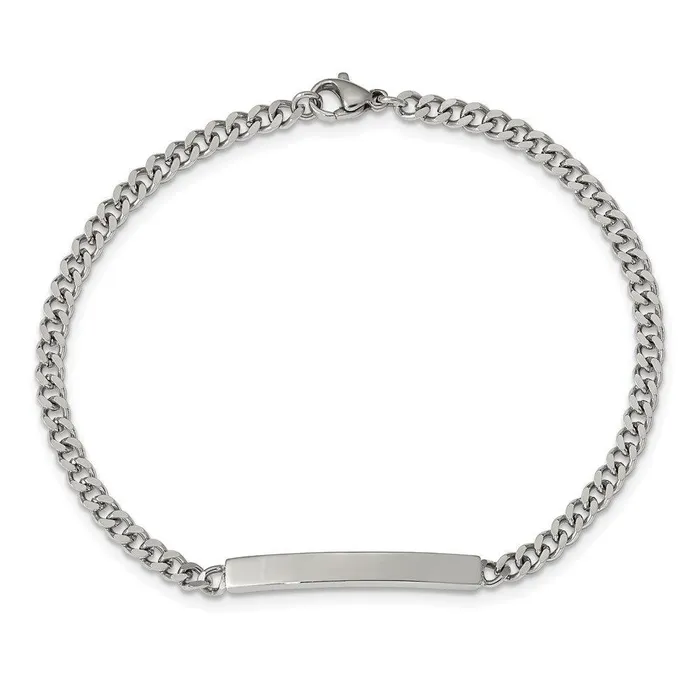 Chisel Bracelets Stainless Steel Polished Flat Curb Chain 85in ID Bracelet Chisel Bracelets Stainless Steel Polished Flat Curb Chain 85in ID Bracelet