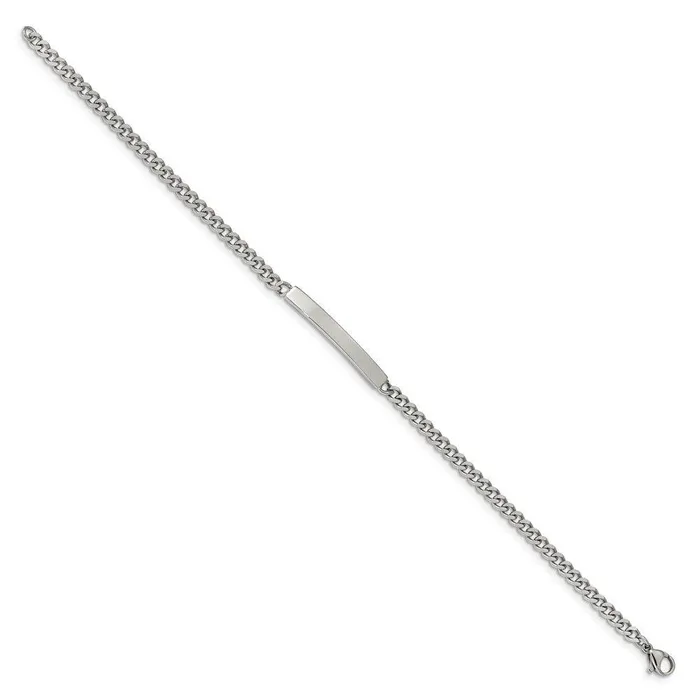 Chisel Bracelets Stainless Steel Polished Flat Curb Chain 85in ID Bracelet Chisel Bracelets Stainless Steel Polished Flat Curb Chain 85in ID Bracelet