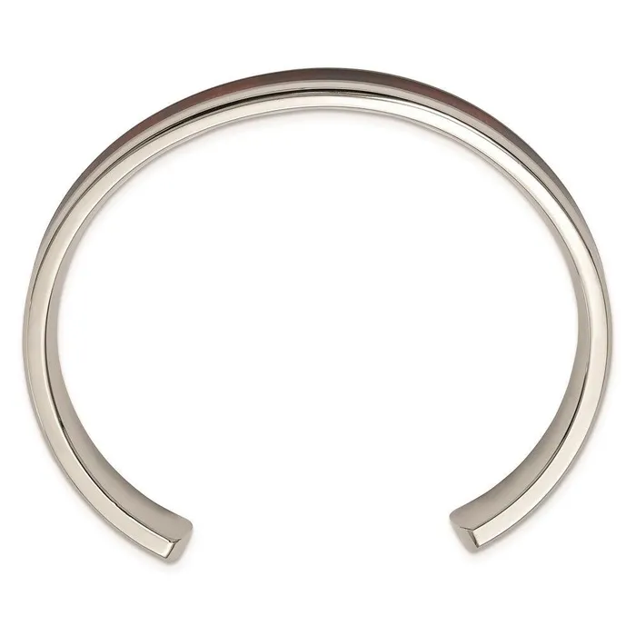 Chisel Bracelets Stainless Steel Polished Red Wood Inlay Bangle Chisel Bracelets Stainless Steel Polished Red Wood Inlay Bangle