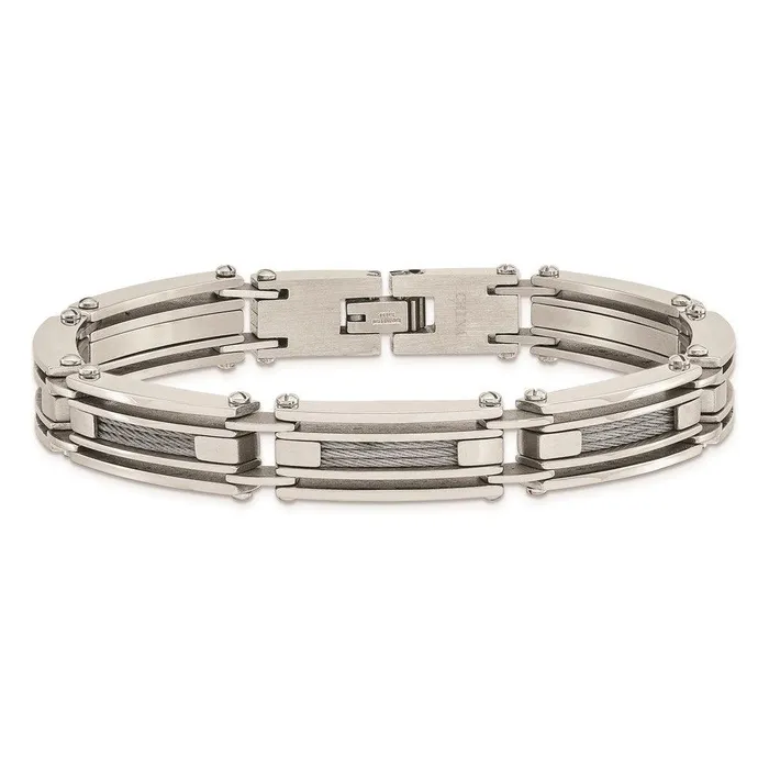 Chisel Bracelets Stainless Steel Wire Brushed Polished 9in Bracelet Chisel Bracelets Stainless Steel Wire Brushed Polished 9in Bracelet