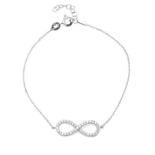 Classic Bracelets Sterling Silver Cubic Zirconia Infinity Bracelet 7