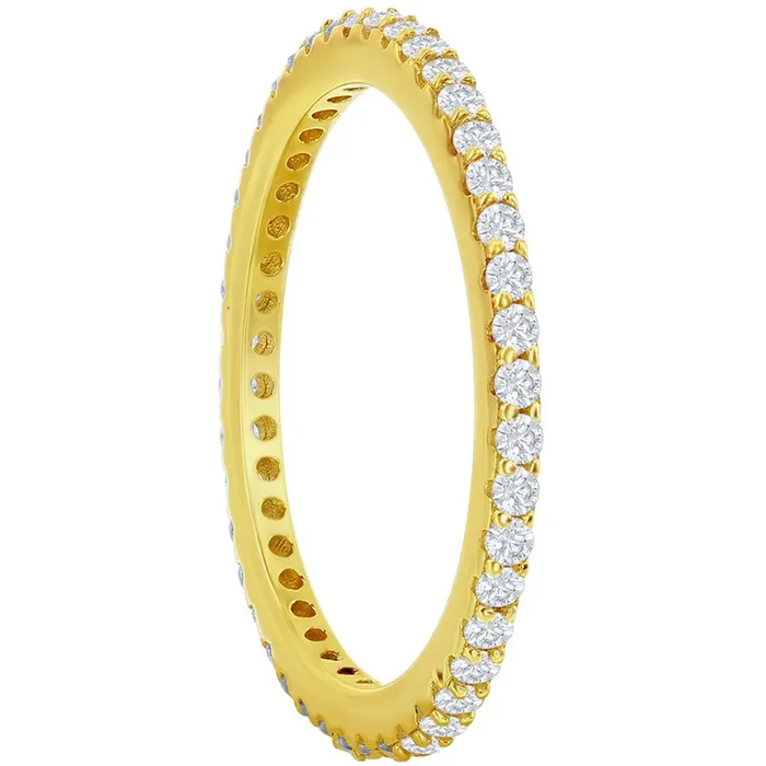 Classic Rings Classic Womens Gold 15mm White CZ Band Ring W2782
