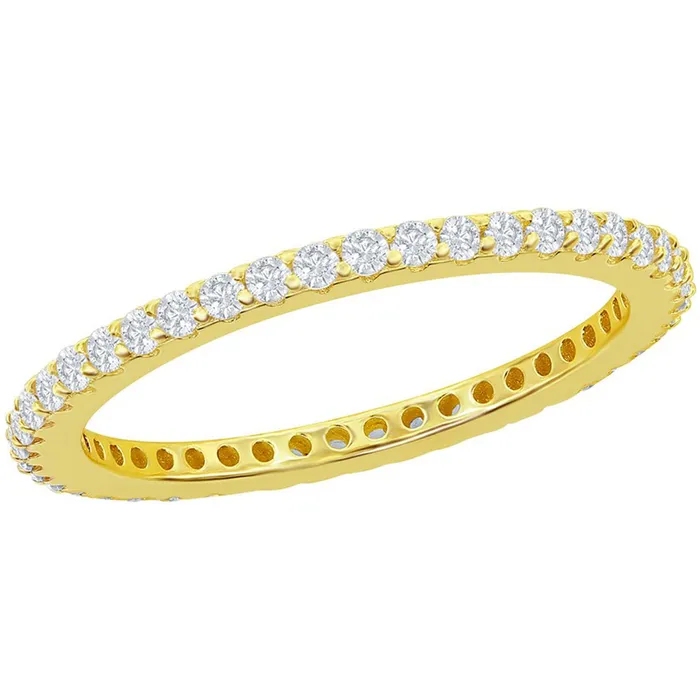 Classic Rings Classic Womens Gold 15mm White CZ Band Ring W2782