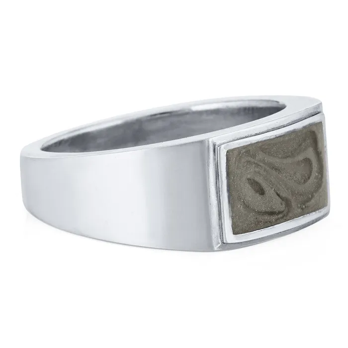 closebymejewelry Rings Detailed Rectangle Setting Cremation Ring in 14K White Gold