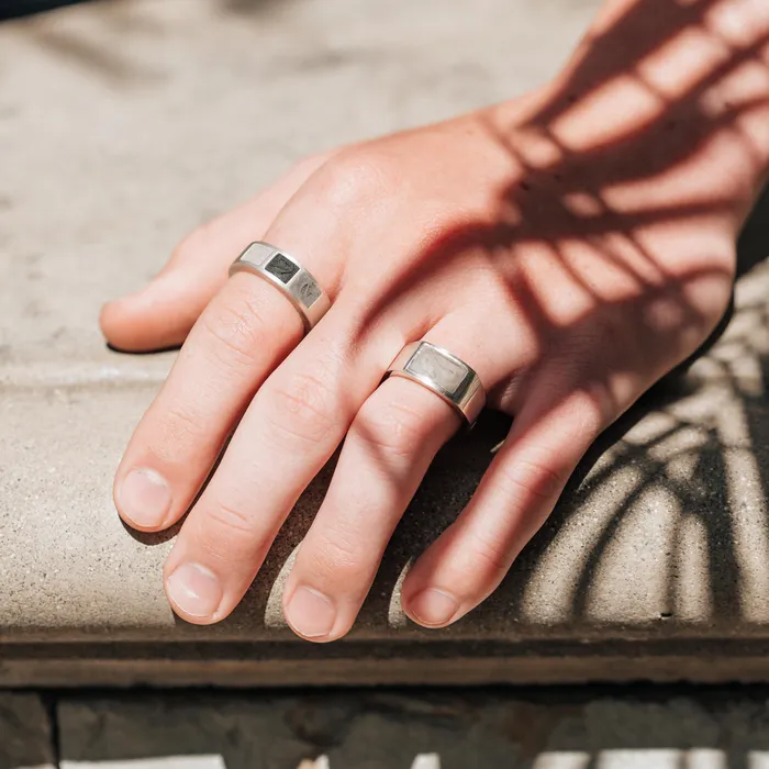 closebymejewelry Rings Detailed Rectangle Setting Cremation Ring in 14K White Gold