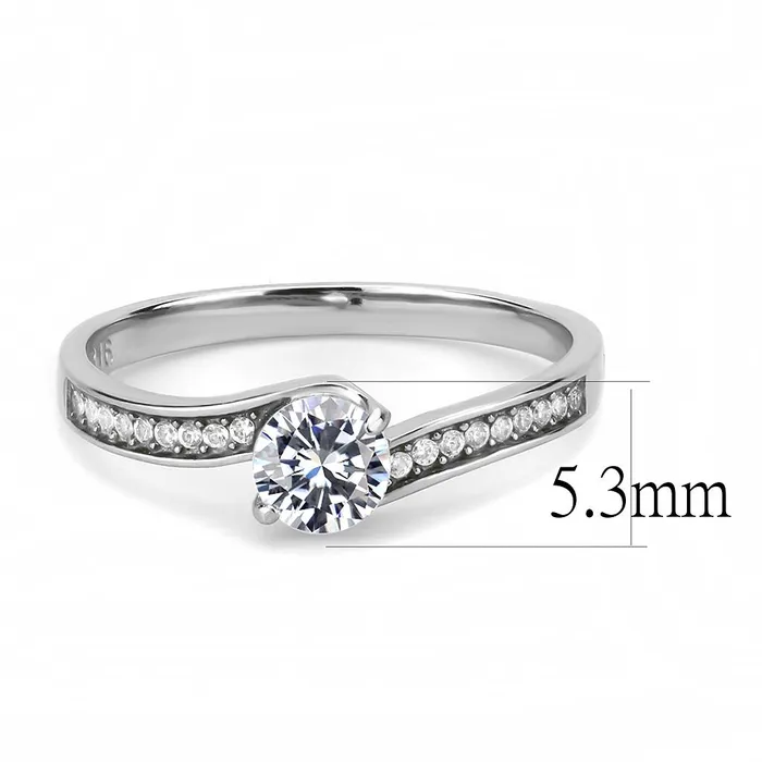 DA233 High polished no plating Stainless Steel Ring with AAA Grade CZ in Clear Alamode Rings