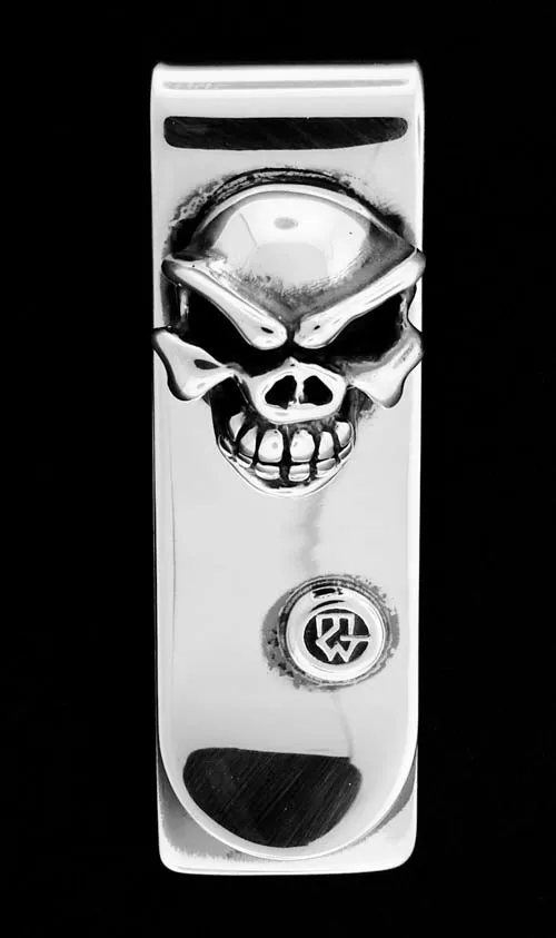 DCJ Rings Sterling Silver Money Clip with Speed Skull