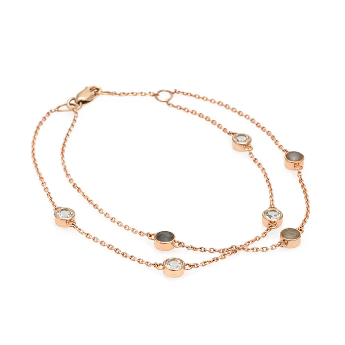 Double Strand Cremation Bracelet in 14K Rose Gold closebymejewelry Bracelets