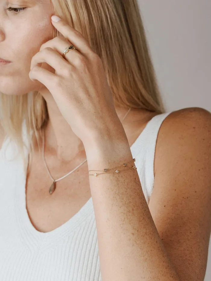 Double Strand Cremation Bracelet in 14K Rose Gold closebymejewelry Bracelets