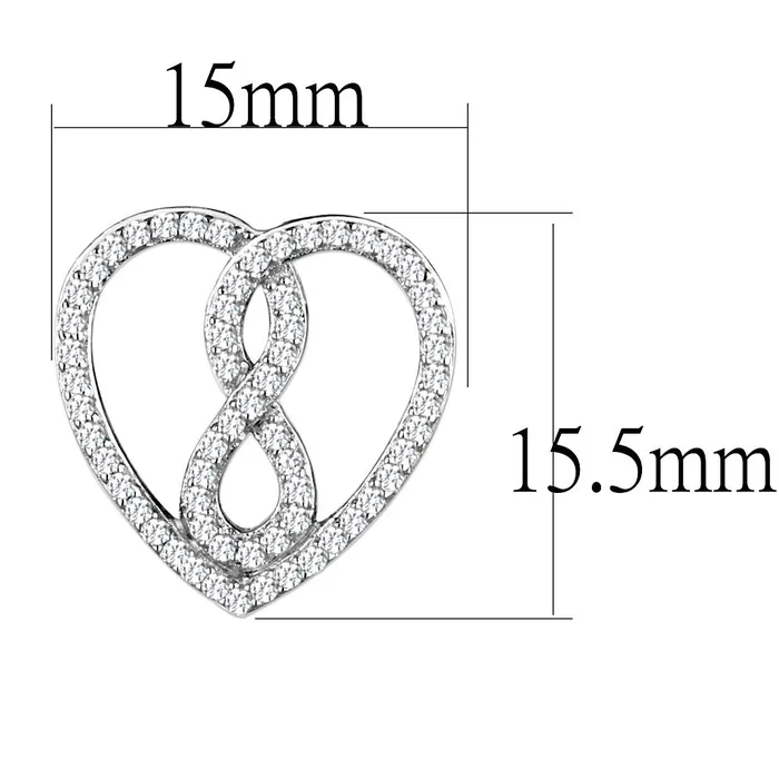 Earrings Alamode TS549 Rhodium 925 Sterling Silver Earrings with AAA Grade CZ in Clear