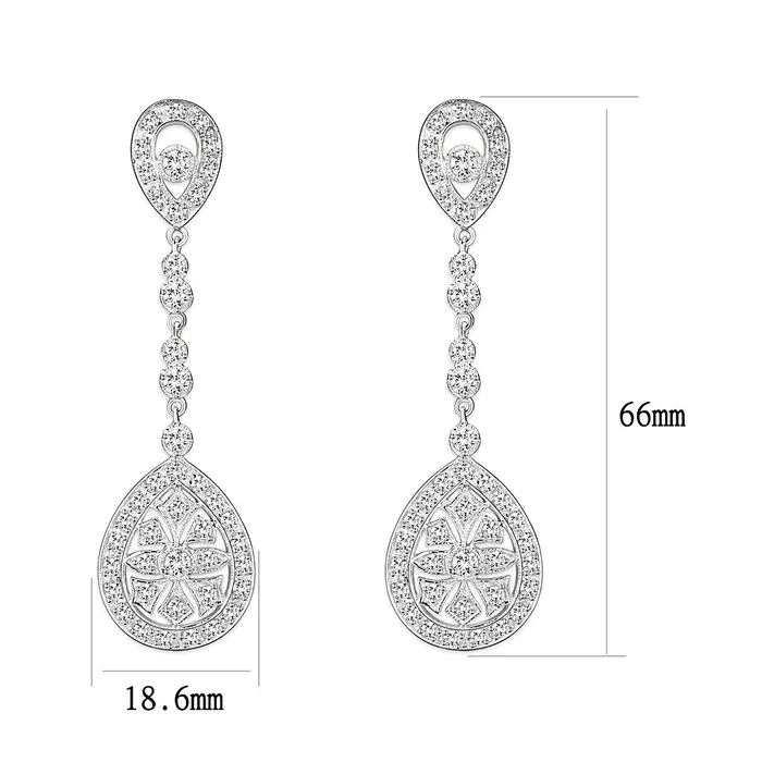 Earrings LO5W120 Sterling Silver Earrings with AAA Grade CZ in Clear Alamode