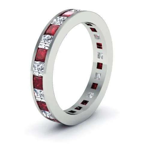 Eternity Birthstone Ring with Diamonds and Garnets deBebians Rings