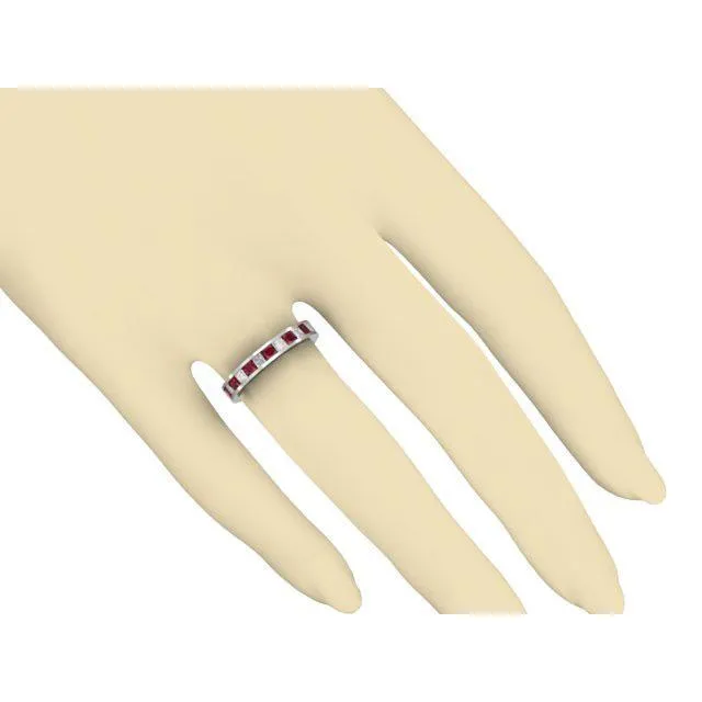 Eternity Birthstone Ring with Diamonds and Garnets deBebians Rings