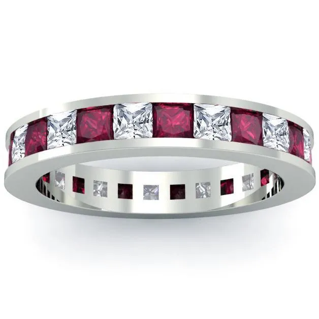 Eternity Birthstone Ring with Diamonds and Garnets deBebians Rings