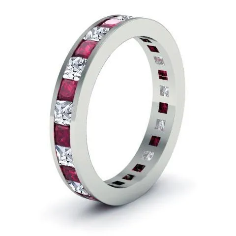 Eternity Birthstone Ring with Diamonds and Garnets deBebians Rings