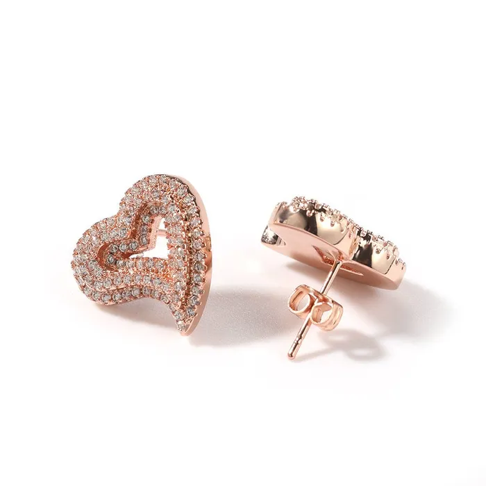Hollow Heart Stud Earrings VVS Jewelry Earrings