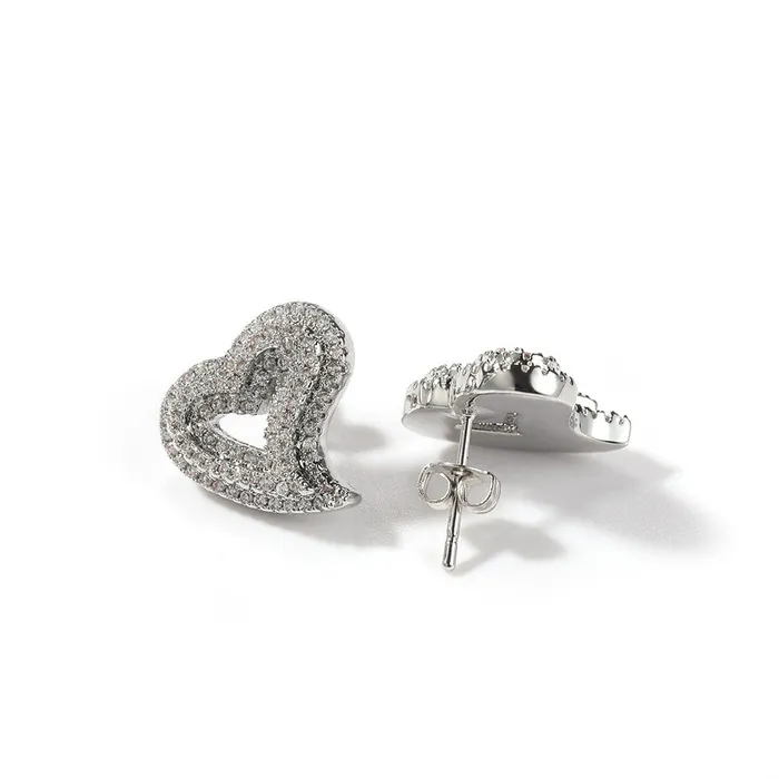 Hollow Heart Stud Earrings VVS Jewelry Earrings
