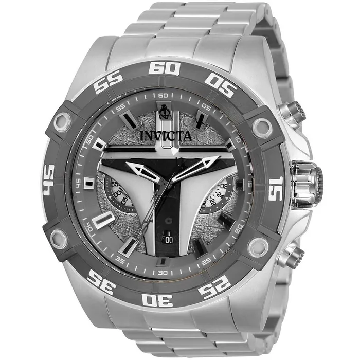 Invicta Bracelets Invicta Mens Chronograph Watch Star Wars Mandalorian Quartz Silver Bracelet 34987 Invicta Bracelets Invicta Mens Chronograph Watch Star Wars Mandalorian Quartz Silver Bracelet 34987