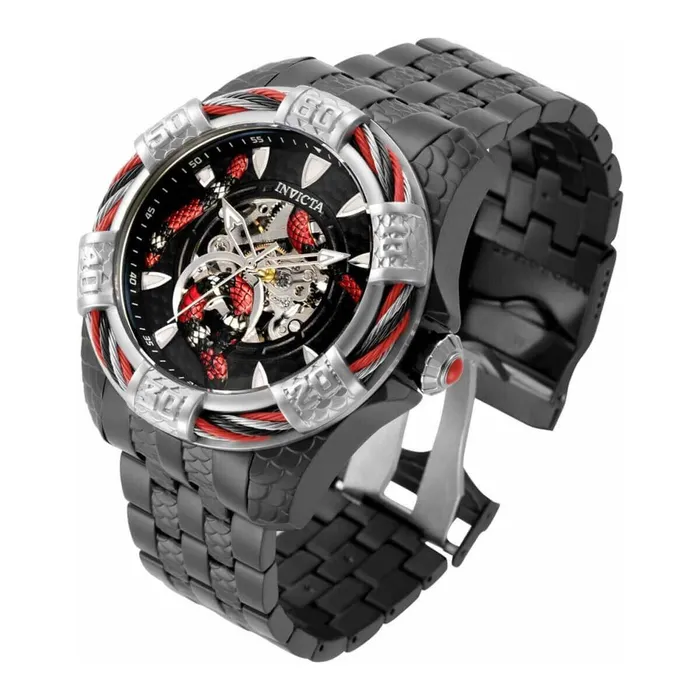 Invicta Mens Automatic Watch Bolt King Snake Black Steel Bracelet 32316 Invicta Bracelets