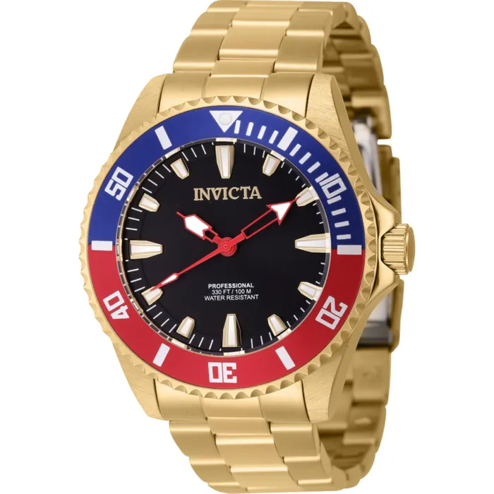Invicta Mens Watch Pro Diver Quartz Black Dial Yellow Gold Steel Bracelet 46648 Invicta Bracelets Invicta Mens Watch Pro Diver Quartz Black Dial Yellow Gold Steel Bracelet 46648 Invicta Bracelets