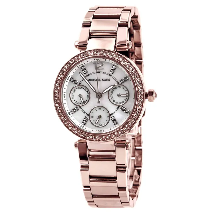 Michael Kors Michael Kors MK5616 Womens Parker Mini Rose Gold Steel Bracelet Crystal MOP Dial Day Date Watch Bracelets Michael Kors Michael Kors MK5616 Womens Parker Mini Rose Gold Steel Bracelet Crystal MOP Dial Day Date Watch Bracelets