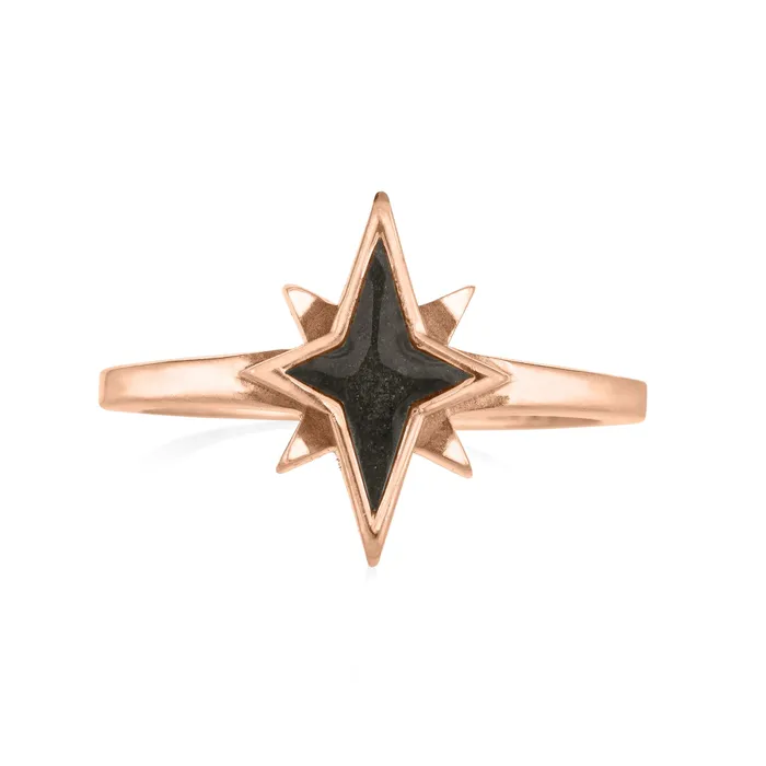 North Star Cremation Ring in 14K Rose Gold closebymejewelry Rings