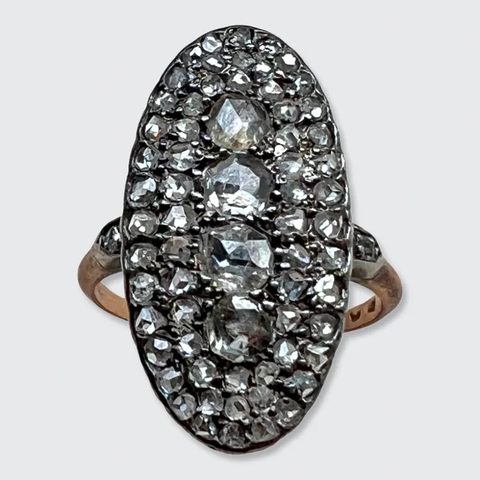 Rings 21stfinds Oval RoseCut Diamond Cluster Ring