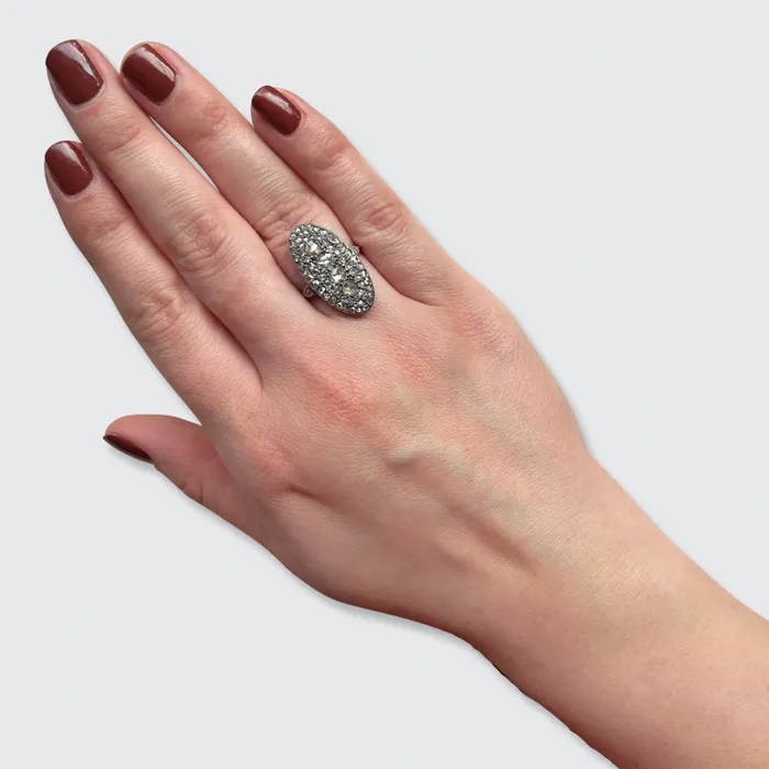 Rings 21stfinds Oval RoseCut Diamond Cluster Ring