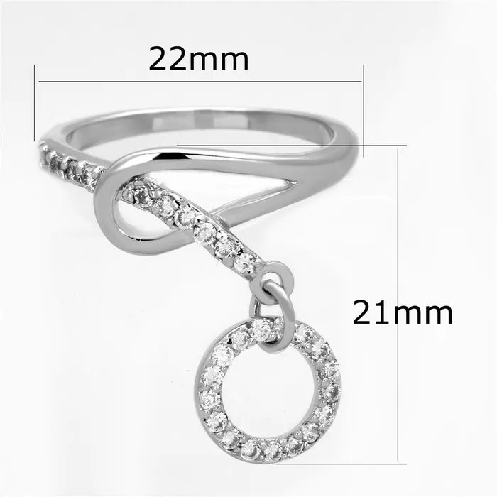 Rings Alamode 3W577 Rhodium Brass Ring with AAA Grade CZ in Clear