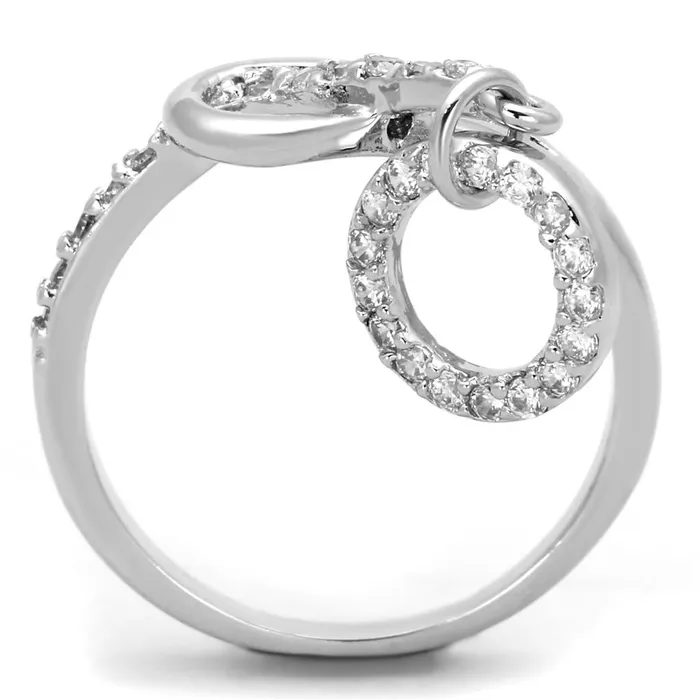 Rings Alamode 3W577 Rhodium Brass Ring with AAA Grade CZ in Clear