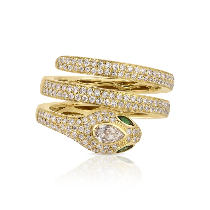 Rings anitako DIAMOND PAVE SNAKE COIL RING
