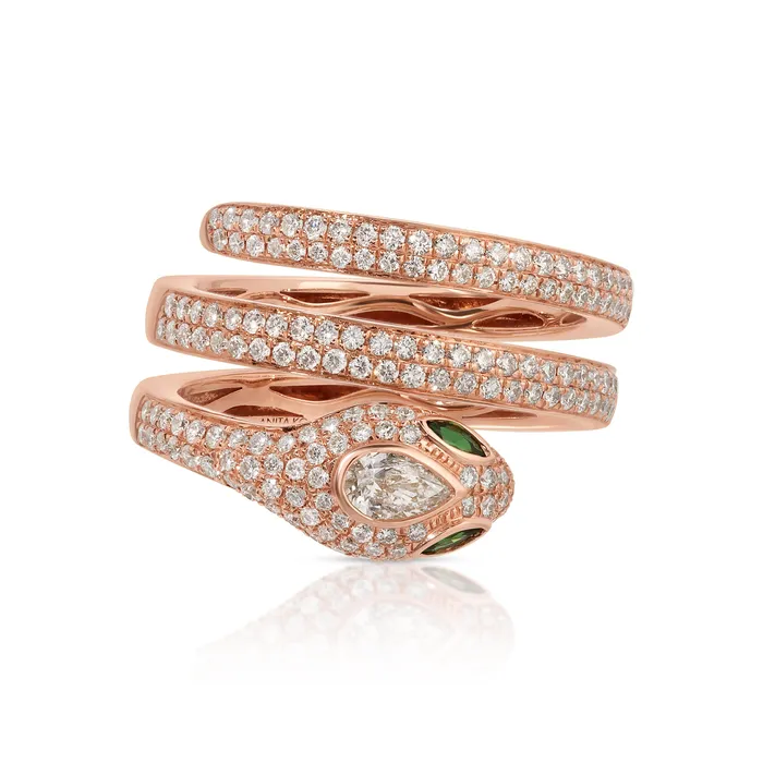 Rings anitako DIAMOND PAVE SNAKE COIL RING