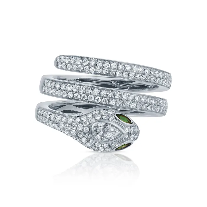 Rings anitako DIAMOND PAVE SNAKE COIL RING